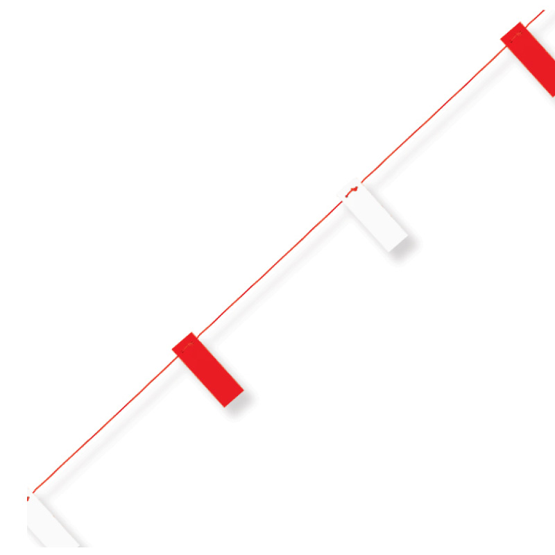26m Red/White Hazard Pendant Bunting on Orange Rope/Warning Pennant 